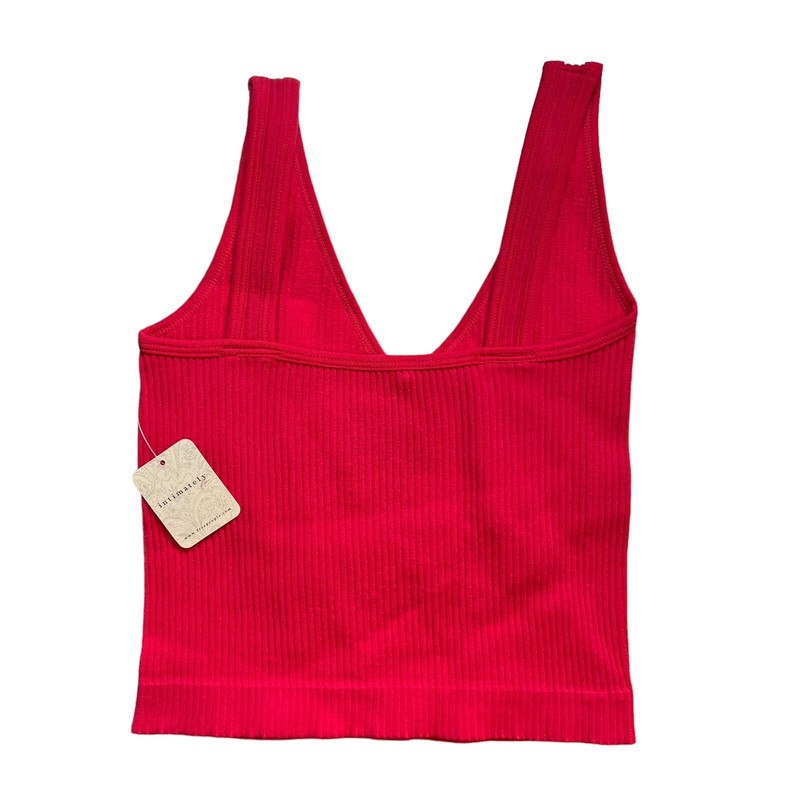 Free People Cherry Red Solid Rib Brami New M/L