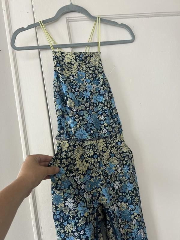 Free People Floral Printed One Piece Jumpsuit With Lace Up Back Size XS