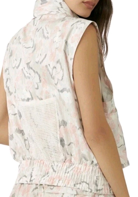 Free People FP Movement Off The Grid Lightweight Printed Vest XS Womens Zip Hood