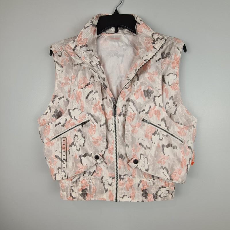 Free People FP Movement Off The Grid Lightweight Printed Vest XS Womens Zip Hood