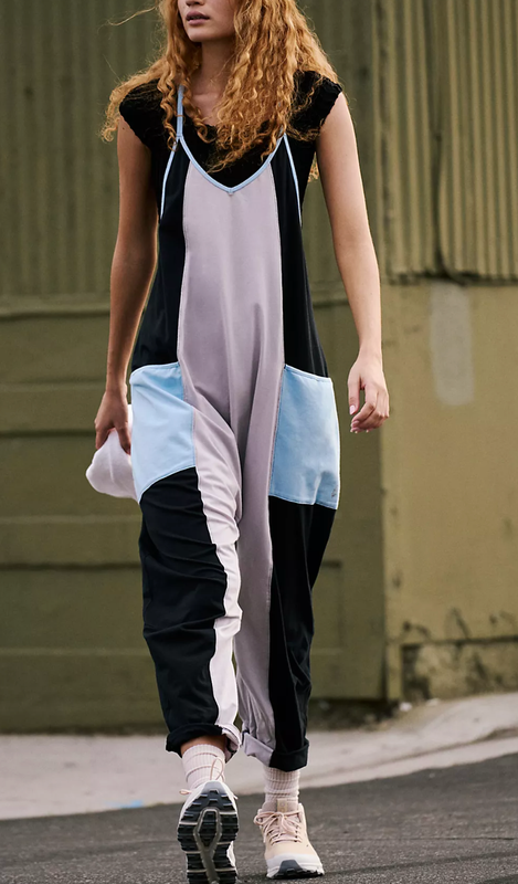 FREE PEOPLE FP MOVEMENT RAINDROP COMBO HOT SHOT COLORBLOCK ONE PIECE JUMPSUIT S