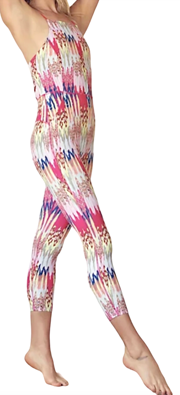 FREE PEOPLE FP MOVEMENT SHE'S GOT RHYTHM PRINTED STRAPPY JUMPSUIT ONE PIECE XS