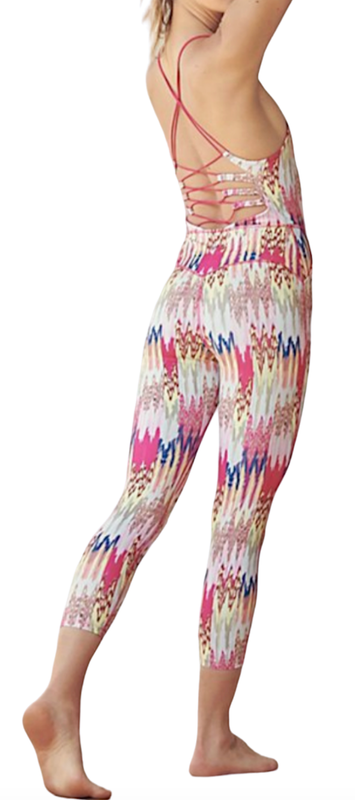 FREE PEOPLE FP MOVEMENT SHE'S GOT RHYTHM PRINTED STRAPPY JUMPSUIT ONE PIECE XS