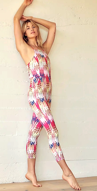 FREE PEOPLE FP MOVEMENT SHE'S GOT RHYTHM PRINTED STRAPPY JUMPSUIT ONE PIECE XS