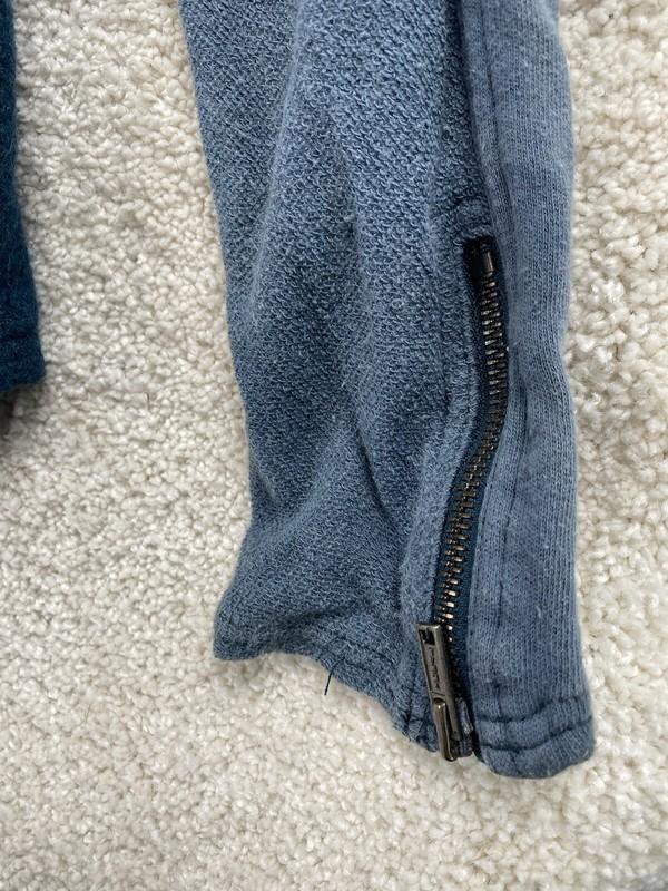 Free People Jacket XS Blue Colorblock Raglan Hooded Wool Blend Asymmetrical