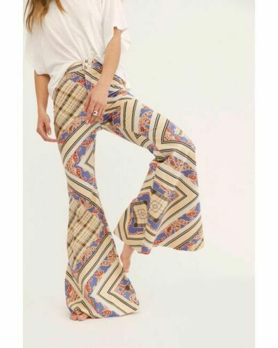 Free People Just Float On Printed Flare Jeans High Rise Size 26 27 28 29 30 31