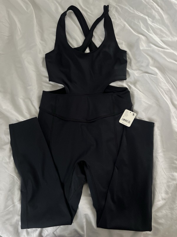 Free People Movement Back It Up Romper Jumpsuit Bodysuit Leotard Black Small