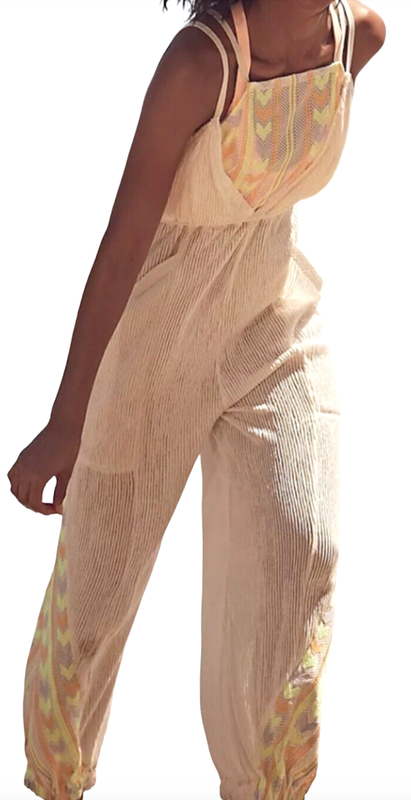 FREE PEOPLE MOVEMENT BRUSHED SAIL MORNING RISE JUMPSUIT ONE PIECE EMBROIDERED S