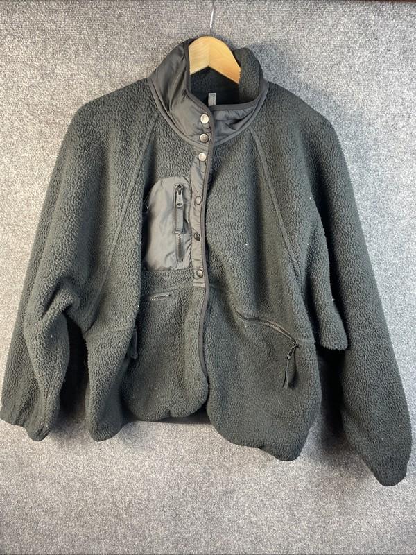 Free People Movement X Hatch Hit The Slopes Fleece Jacket Maroon Size XL Black