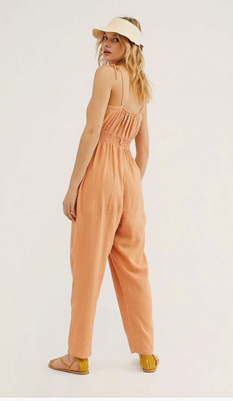FREE PEOPLE ORANGE ROSALYN BUTTON TASSEL TIE ONE PIECE JUMPSUIT OB877947 SZ 4