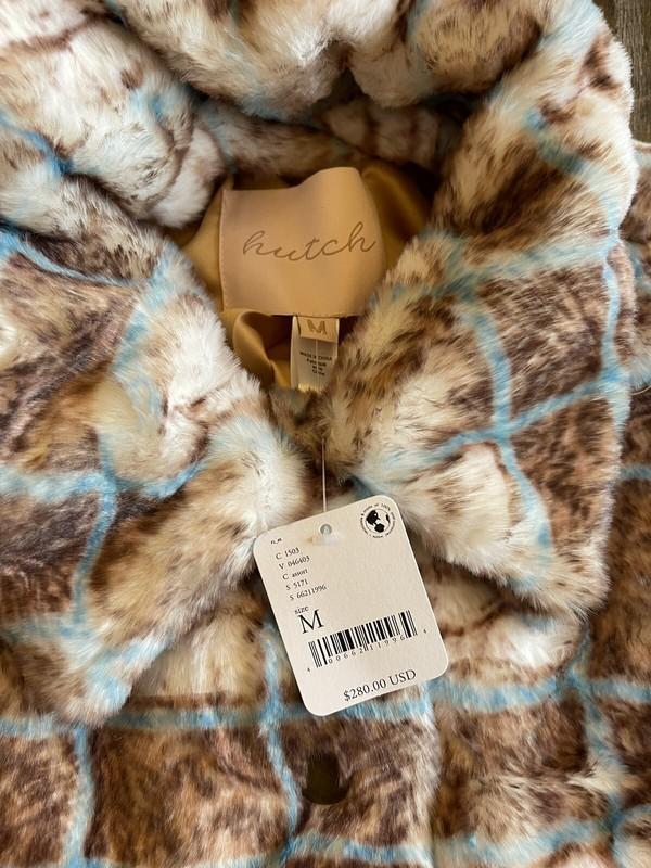 Free People Plaid Fur Shacket Jacket Cozy Super Soft Size M NWT $280 Hutch