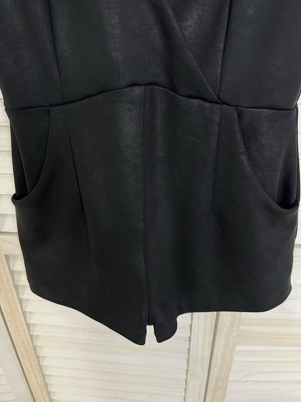 Free People Romper Moonlight Black Shorts Pockets Low Front & Back Zip Size S