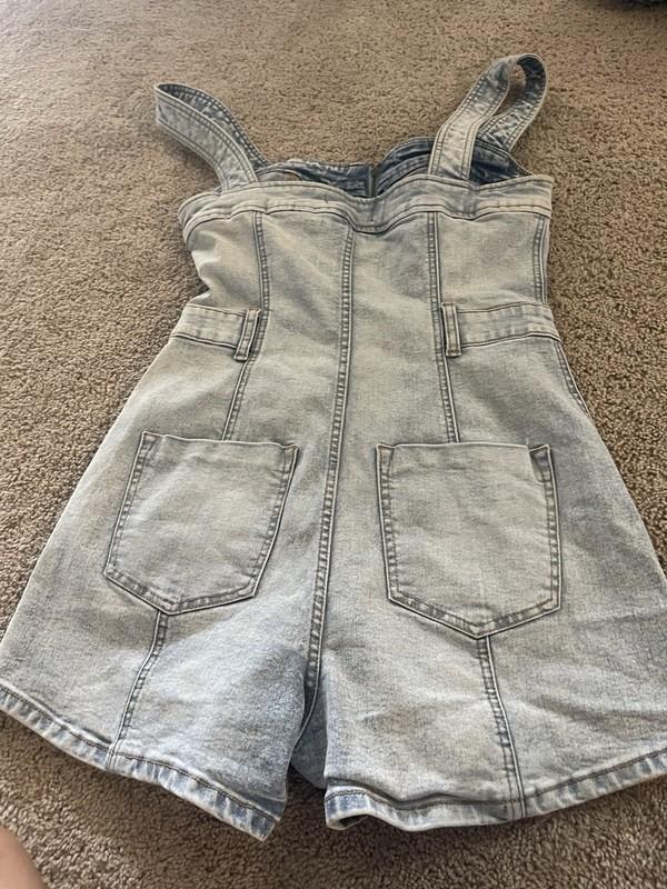 Free People We The Free CRVY Lady Of The Hour Denim Romper Sz30