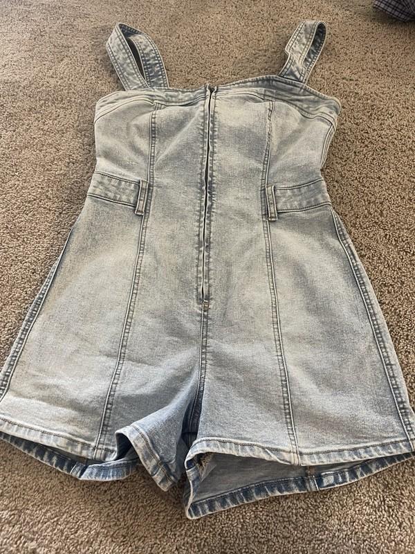 Free People We The Free CRVY Lady Of The Hour Denim Romper Sz30