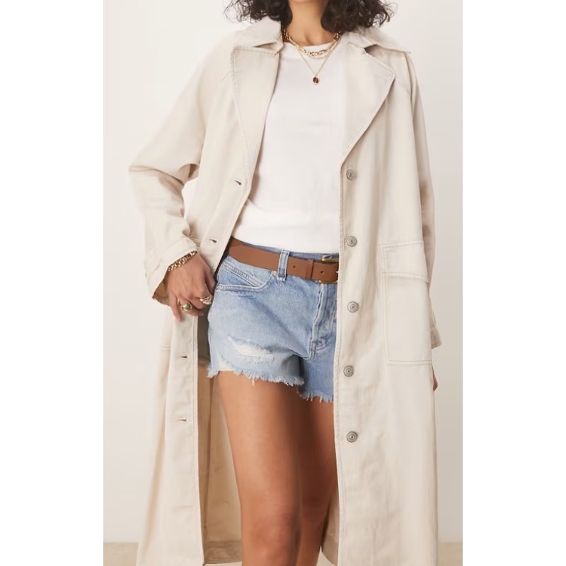 Free People We The Free Khaki Perry Military Duster Trench Coat NWOT- S