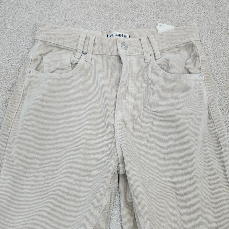 Free People We The Free Women Sz 28 High Rise Risk Taker Straight Corduroy Beige