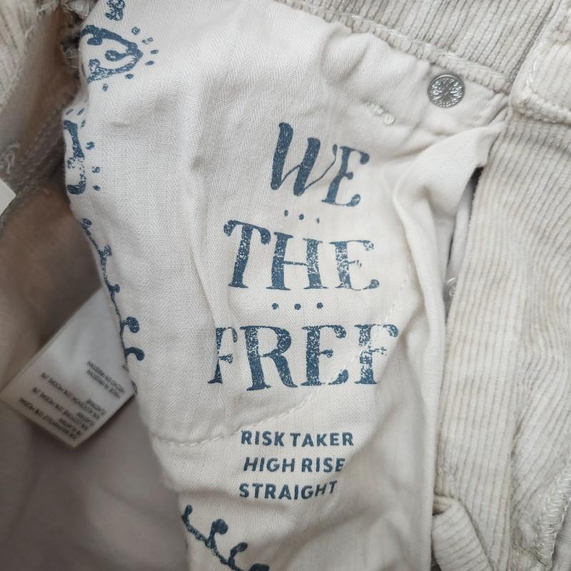 Free People We The Free Women Sz 28 High Rise Risk Taker Straight Corduroy Beige