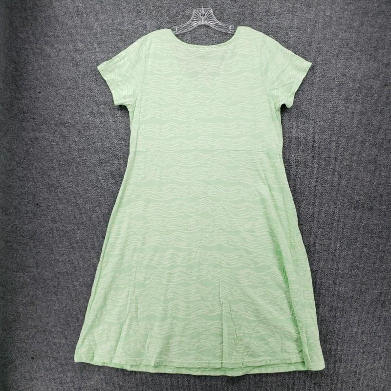 Fresh Produce Dress Womens L Large Green Midi Abstract Short Sleeve A Line USA