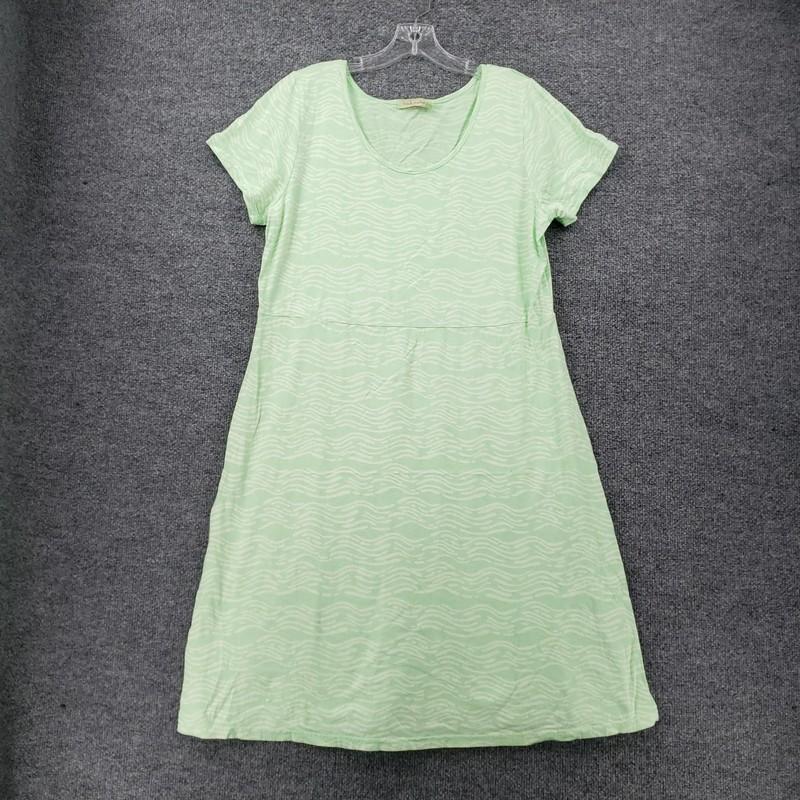 Fresh Produce Dress Womens L Large Green Midi Abstract Short Sleeve A Line USA