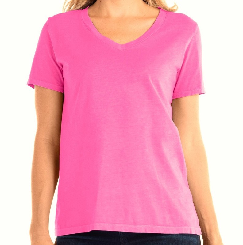 FRESH PRODUCE Large Cosmos Pink $42 Cotton Jersey V Neck Tee Top NWT L