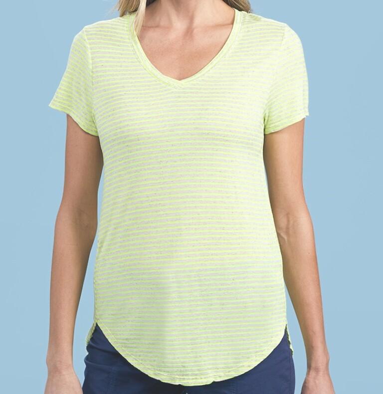 FRESH PRODUCE Large Lemon $59 Jersey Cara Luminous V Neck Tee Top NWT New L