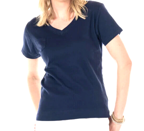 FRESH PRODUCE Large South Beach BLUE $56 HERITAGE Cotton Fem Logo V Top NWT L