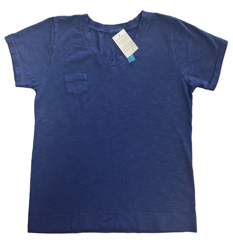 FRESH PRODUCE Large South Beach BLUE $56 HERITAGE Cotton Fem Logo V Top NWT L