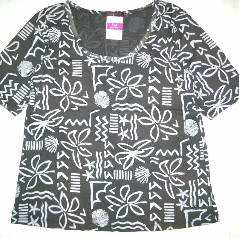 FRESH PRODUCE Medium Gray Brown Coconut Point HAZY 1/2 Sleeve Top $49 NWT New M