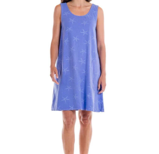 FRESH PRODUCE Medium Peri BLUE DRAPE STARFISH Jersey Tank SUN Dress $76 NWT M