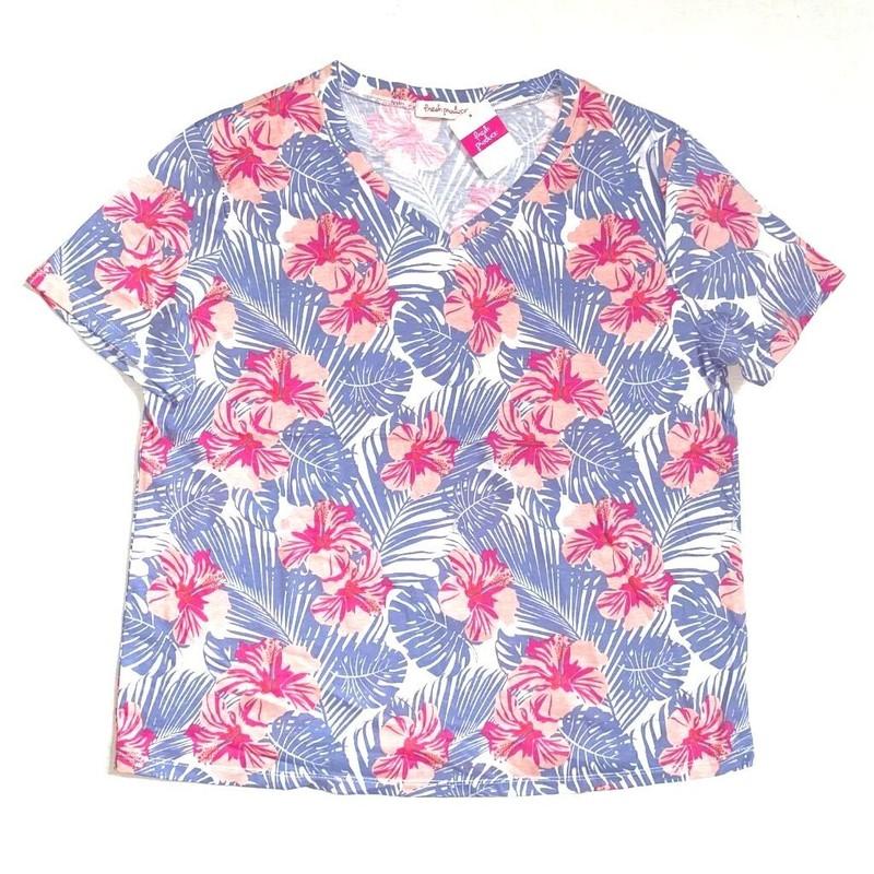 FRESH PRODUCE Small Lilac $49 Hibiscus Bush FLORAL $49 V Cotton Tee NWT New S
