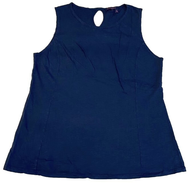 FRESH PRODUCE Small Moonlight BLUE CHLOE $45 Key Hole Cotton Slub TANK Top NWD S