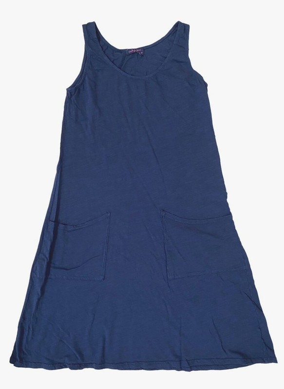 FRESH PRODUCE Small Moonlight BLUE DRAPE Cotton Jersey Tank Dress $65 NWD S