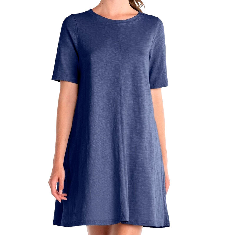 FRESH PRODUCE Small South Beach Blue $65 Lorna Cotton Jersey Swing Dress NWT S