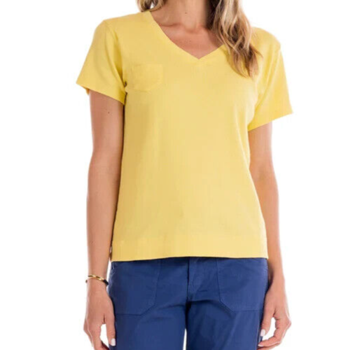 FRESH PRODUCE XL DAFFODIL Yellow $56 HERITAGE Fem V Neck Cotton Top NWT XL
