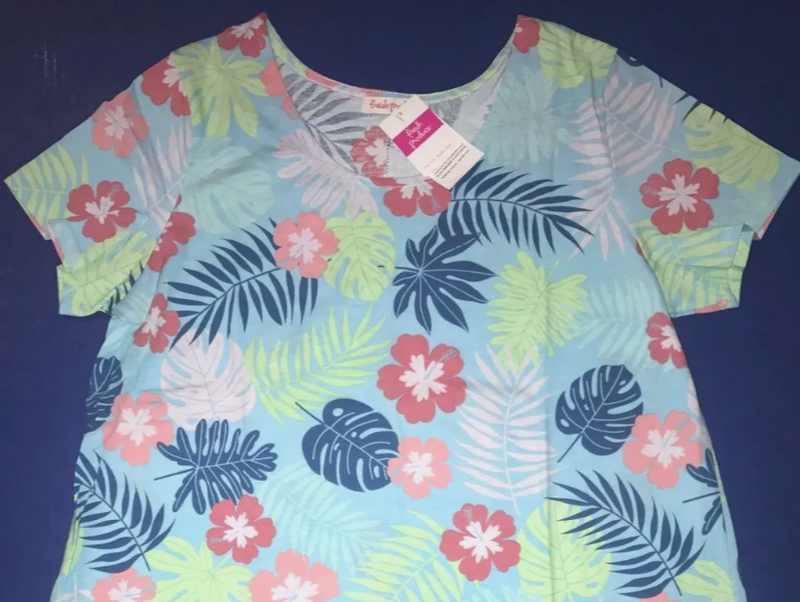 FRESH PRODUCE XS Bluefin BLUE Tropic Floral Tee Shirt Dress $59 NWT New XS