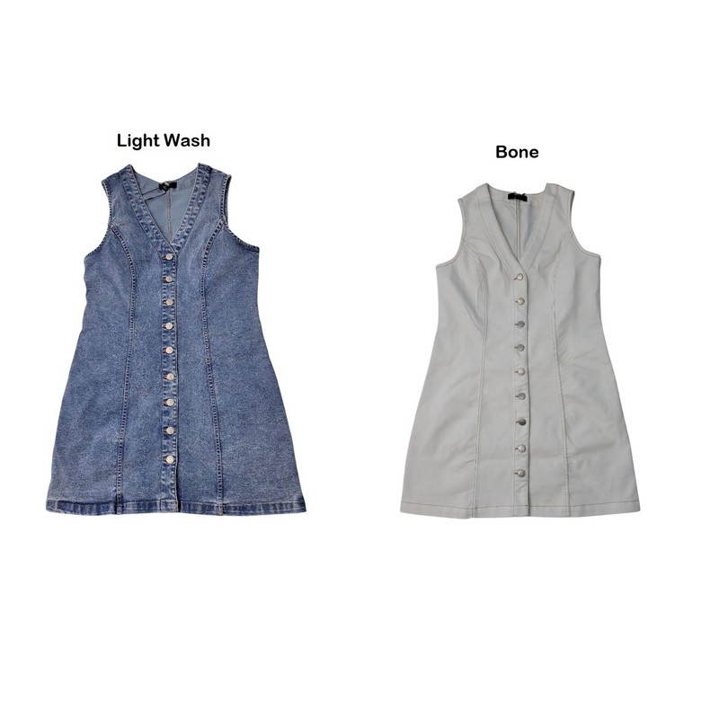 Frye Women's Sleeveless Stretch Denim V-Neck Mini Dress