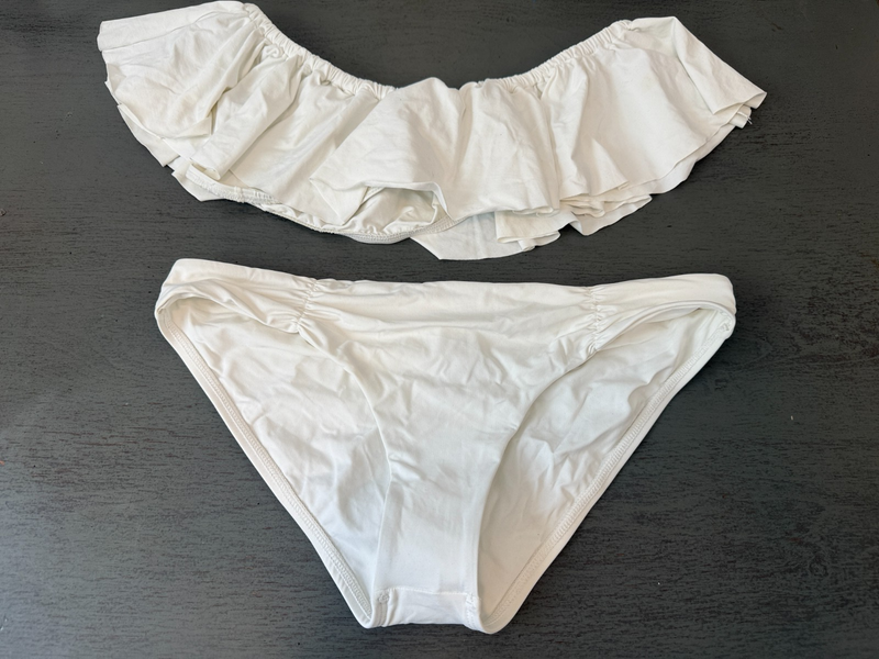 full cut NEW white L SPACE two piece swimsuit bikini size large