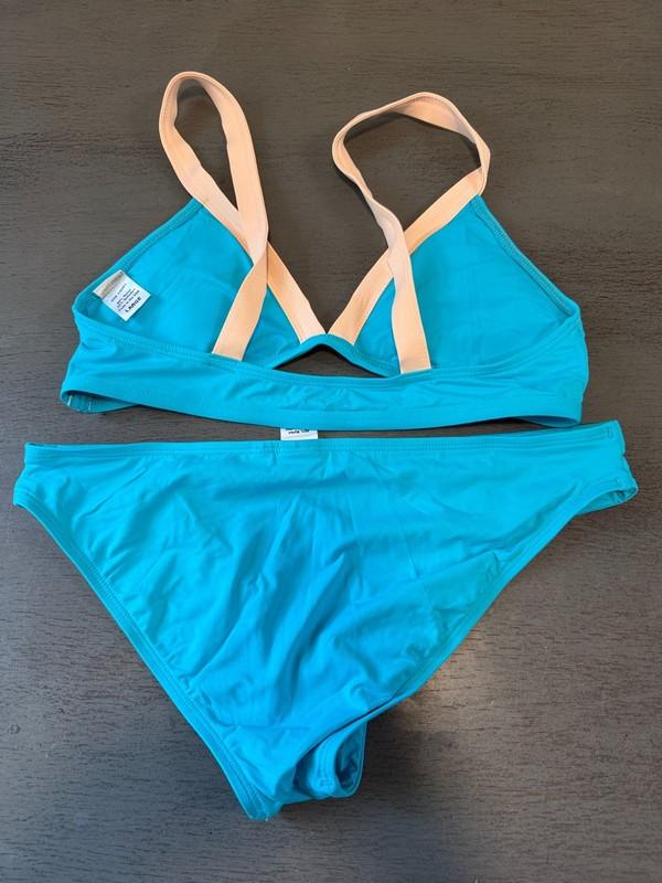 Full CutNEW Blue Pink L SPACE Two Piece Swimsuit Bikini Size Large