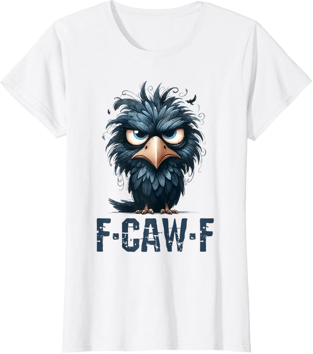 Funny Black Crow F Caw F Meme Bird Humor Ladies' Crewneck T-Shirt