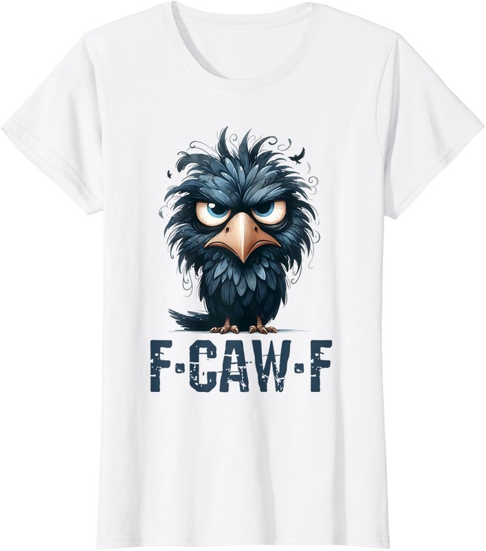 Funny Black Crow F Caw F Meme Bird Humor Ladies' Crewneck T-Shirt