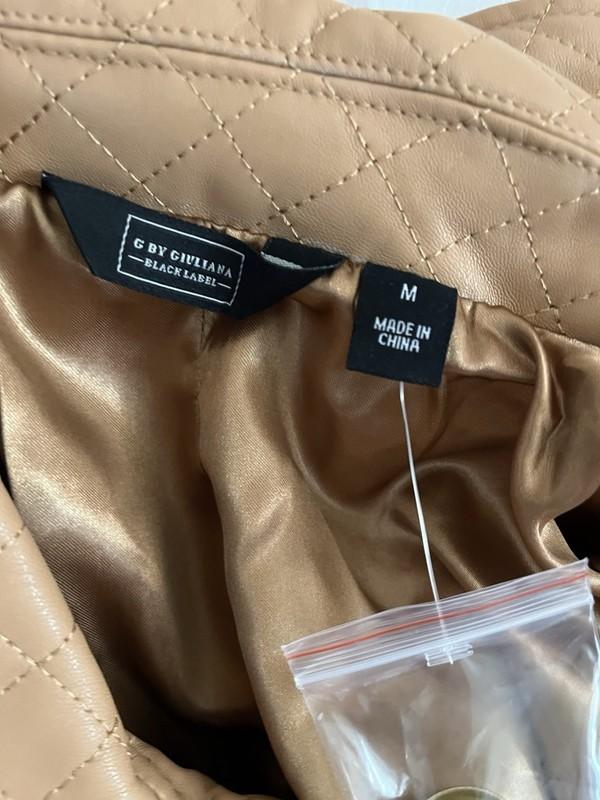 G By Giuliana Camel Quilted Faux Leather Jacket. Sz M PLEASE READ DESCR