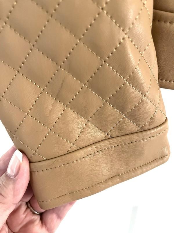 G By Giuliana Camel Quilted Faux Leather Jacket. Sz M PLEASE READ DESCR