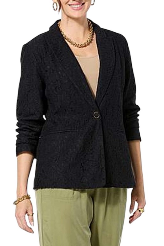 G by Giuliana Women's Lace Girlfriend Blazer Black