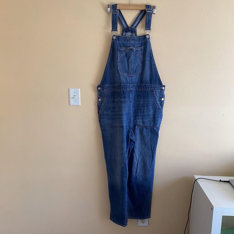 GAP Denim Slouch Ankle Overalls Woman XL Blue Utility Streetwear Preppy Coastal