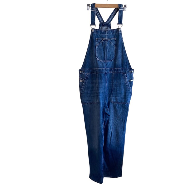 GAP Denim Slouch Ankle Overalls Woman XL Blue Utility Streetwear Preppy Coastal