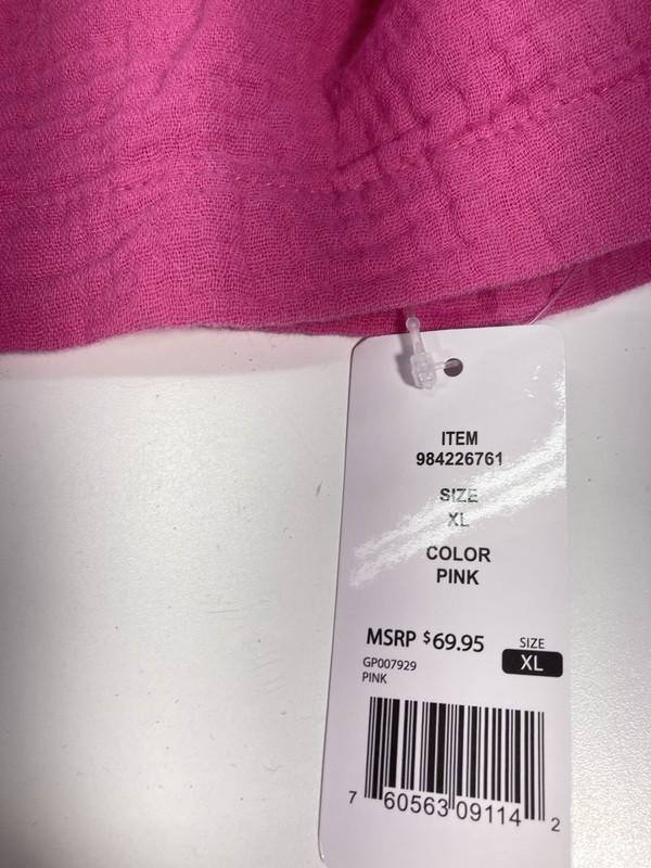 Gap Gauze Tier Dress Womens Size XL Pink Short Sleeve Split V-Neck Pockets NWT