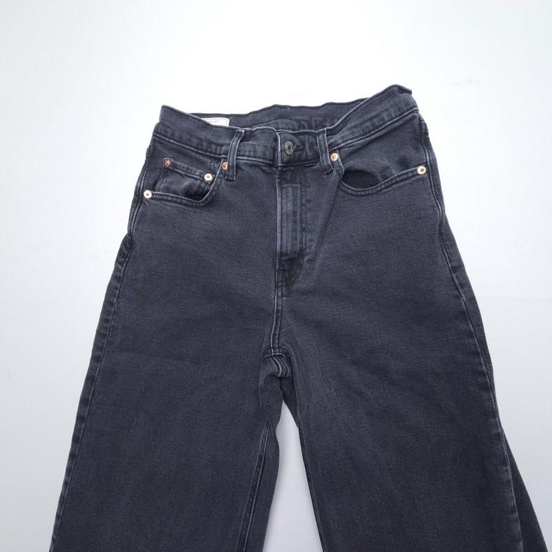 Gap High Rise Stride Wide Leg Jeans Size 28 / 6 Black Baggy Boho Dark Skater