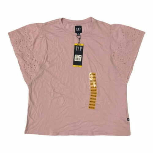 GAP Women's Eyelet Flutter Short Sleeve Scoop Neck Shirt (Winsome Orchid S)