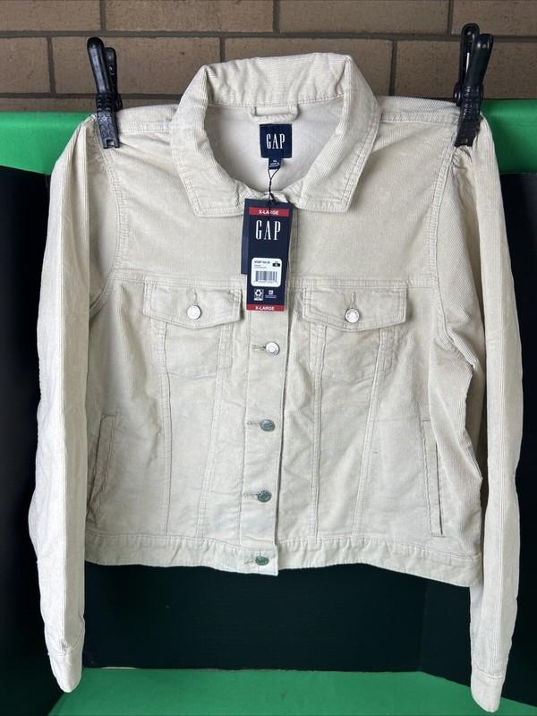 Gap Women's Puff Sleeve Corduroy Jacket Size XL Oyster Gray