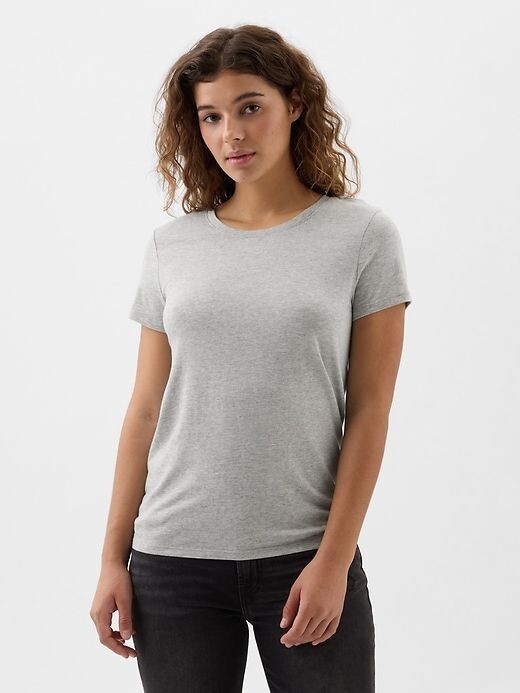 GAP Women's Size M Crew Neck Soft Cotton/Modal Favorite T-Shirt- Light Gray Marl